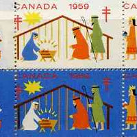 Cinderella - Canada 1959 Christmas TB Seals, set of 10 in fine unmounted mint se-tenant block