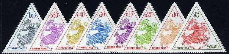 Monaco 1980 Postage Due Triangular set of 8 values only to 1f unmounted mint, SG D1426-33