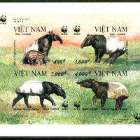 Vietnam 1995 WWF Malayan Tapir m/sheet containing set of 4, completely imperf (from limited printing)