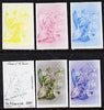 St Vincent 1985 Orchids 35c (SG 850) set of 6 imperf progressive proofs comprising the 4 individual colours plus 2 & 3-colour composites unmounted mint