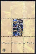 Kyrgyzstan 1998 Princess Diana 1st Death Anniversary souvenir sheet #1 (with Scout logo in corner)