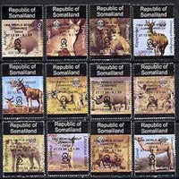 Somaliland 1998 Indigenous Animals perf set of 12 values unmounted mint with Scout Jamboree opt in black*