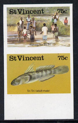 St Vincent 1986 Freshwater Fishing (Tri Tri) 75c unmounted mint imperf se-tenant pair (as SG 1045a)