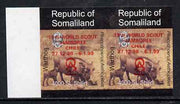 Somaliland 1998 Warthog 4,000 SL (from Animal def set) unmounted mint imperf pair with Scout Jamboree opt in red