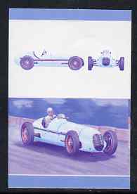 St Vincent - Bequia 1987 Cars #7 (Leaders of the World) 20c (1939 Maserati,8 CTF) imperf se-tenant progressive colour proof pair in magenta & blue only unmounted mint