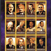 Rwanda 2009 Great Space Explorers & Scientists imperf sheetlet containing 12 values unmounted mint each with Rotary Logo (Goddard, Von braun, Hubble,Armstrong, Gagarin, van Allen etc)