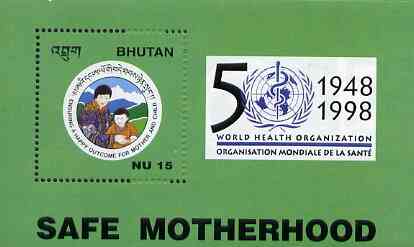 Bhutan 1998 World Health Organisation 15nu m/sheet unmounted mint