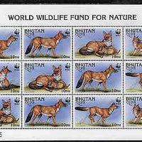 Bhutan 1997 WWF Endangered Animals (Dhole) unmounted mint sheetlet containing 12 values (3 sets)