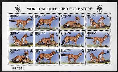 Bhutan 1997 WWF Endangered Animals (Dhole) unmounted mint sheetlet containing 12 values (3 sets)