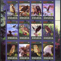 Rwanda 2009 Owls and Eagles perf sheetlet containing 12 values cto used each with Scout Logo