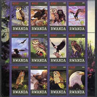 Rwanda 2009 Owls and Eagles perf sheetlet containing 12 values unmounted mint each with Scout Logo