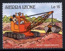 Sierra Leone 1980 Mickey Mouse Mining Bauxite 16L from Walt Disney 'Scenes' set unmounted mint, SG 1432