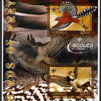 Liberia 2005 Birds of Prey imperf sheetlet containing 2 values unmounted mint (with Scouts Logo)