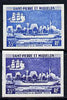 St Pierre & Miquelon 1971 Fisheries Protection Vessels 35f 'St Jehanne' two different IMPERF colour trial proofs unmounted mint (SG 492)