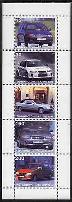 Tadjikistan 1998 Modern Cars perf sheetlet containing complete set of 5