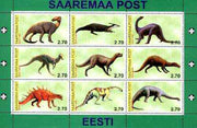 Estonia (Saaremaa) 1998 Dinosaurs perf sheetlet containing complete set of 9 with Scout logo in margins unmounted mint