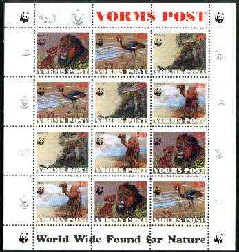 Estonia (Vorms) 1998 WWF - Wild Animals perf sheetlet containing complete set of 12 (3 sets of 4) unmounted mint