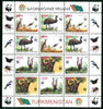 Turkmenistan (Dashkhovuz Velayat) 1998 WWF - Wild Animals & Birds perf sheetlet containing complete set of 12 (3 sets of 4) unmounted mint