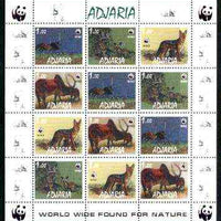 Adjaria 1998 WWF - Wild Animals & Birds perf sheetlet containing complete set of 12 (3 sets of 4) unmounted mint