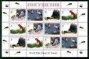 Ingushetia Republic 1998 WWF - Wild Animals & Birds perf sheetlet containing complete set of 12 (3 sets of 4) unmounted mint