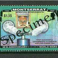 Montserrat 1995 Nuclear Experiment $1.15 (from 50th Anniversary of end of World War II set) overprinted SPECIMEN unmounted mint, as SG 969s