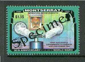 Montserrat 1995 Nuclear Experiment $1.15 (from 50th Anniversary of end of World War II set) overprinted SPECIMEN unmounted mint, as SG 969s