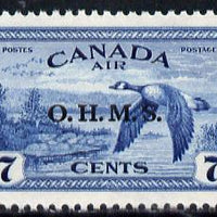 Canada 1949 Official 7c Canada Geese overprinted 'OHMS' unmounted mint SG O171