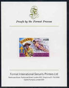 Ghana 1976 Life-Saving 1c (from World Scout Jamboree set) imperf proof mounted on Format International proof card, as SG 758