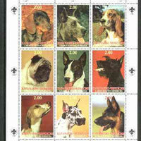 Karachaevo-Cherkesia Republic 1999 Dogs perf sheetlet containing 9 values with Scout Logo in margins unmounted mint