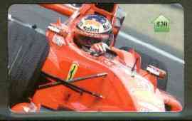 Telephone Card - Michael Schumacher £20 phone card (showing MS in Ferrari viewed from front)