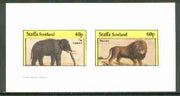 Staffa 1982 Animals (Elephant & Lion) imperf set of 2 (40p & 60p) unmounted mint