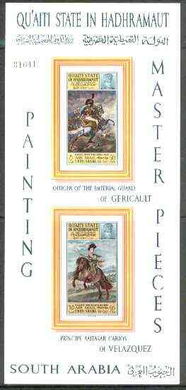 Aden - Qu'aiti 1967 Paintings imperf m/sheet (Gericault & Velazquez) unmounted mint Mi BL 8B