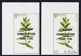 St Kilda 1970 Flowers 1s9d (Yellow Rattle) with 'European Conservation Year' opt imperf single with grey virtually omitted (St Kilda, imprint & value) plus imperf normal both unmounted mint