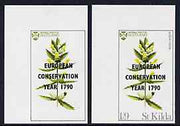 St Kilda 1970 Flowers 1s9d (Yellow Rattle) with 'European Conservation Year' opt imperf single with grey virtually omitted (St Kilda, imprint & value) plus imperf normal both unmounted mint