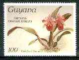 Guyana 1985-89 Orchids Series 1 plate 43 (Sanders' Reichenbachia) 100c (with wmk) unmounted mint, unlisted by SG without surcharge*