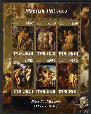 Malawi 2010 Art - Flemish Painters - Rubens perf sheetlet containing 6 values unmounted mint