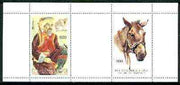 Touva 1999 Horses sheetlet containing complete set of 2 values (plus blank label) unmounted mint