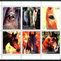 Mordovia Republic 1999 Horses perf sheetlet containing complete set of 6 values unmounted mint