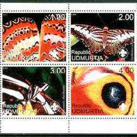 Udmurtia Republic 1999 Butterflies (with Scout Logo) sheetlet containing complete set of 4 values unmounted mint