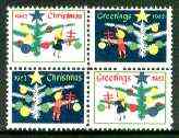 Cinderella - United States 1962 Christmas TB Seal se-tenant block of 4 unmounted mint