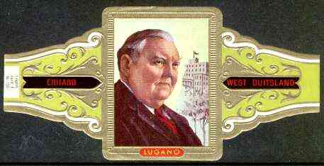 Cinderella - Lugano cigar band illustrating Ludwig Erhard (W German Economist & Statesman) Series 4 No.130