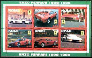 Komi Republic 1999 Centenary of Ferrari perf sheetlet containing set of 6 values unmounted mint