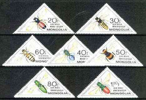 Mongolia 1980 Wasps & Bees complete triangular set of 7, unmounted mint SG 1258-64