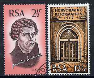 South Africa 1967 450th Anniversary of Reformation set of 2,(featuring Martin Luther) fine used SG 269-70