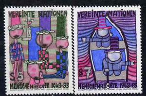 United Nations (Vienna) 1983 35th Anniversary of Human Rights set of 2 paintings unmounted mint SG V36-37