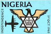 Nigeria 1960 Independence - original hand-painted artwork (undenominated) showing dove, six-pointed star and Airplane, by unknown artist on card 230 x 150mm (explanation of design shown on the back) endorsed 197H