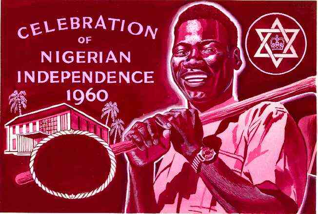 Nigeria 1960 Independence - original hand-painted artwork (undenominated) showing six-pointed star and worker, by unknown artist on bpoard 230 x 150mm, endorsed 92