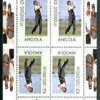 Angola 1999 Great People of the 20th Century - Aoki (Japanese Golfer) sheetlet of 4 (2 tete-beche pairs with the Tiger Woods in margin) unmounted mint