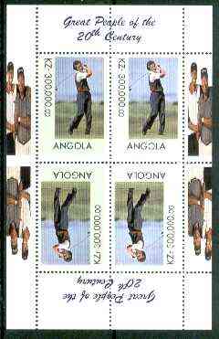 Angola 1999 Great People of the 20th Century - Aoki (Japanese Golfer) sheetlet of 4 (2 tete-beche pairs with the Tiger Woods in margin) unmounted mint