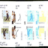 Angola 1999 Great People of the 20th Century - Aoki (Japanese Golfer) sheetlet of 4 (2 tete-beche pairs with the Tiger Woods in margin) the set of 5 imperf progressive colour proofs comprising various colour combinations incl all ……Details Below